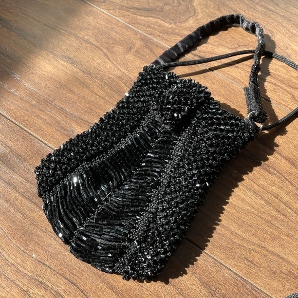 Costa Blanca Handbags - Vintage Y2K Black Beaded Sequin Style Mini Satchel Bag